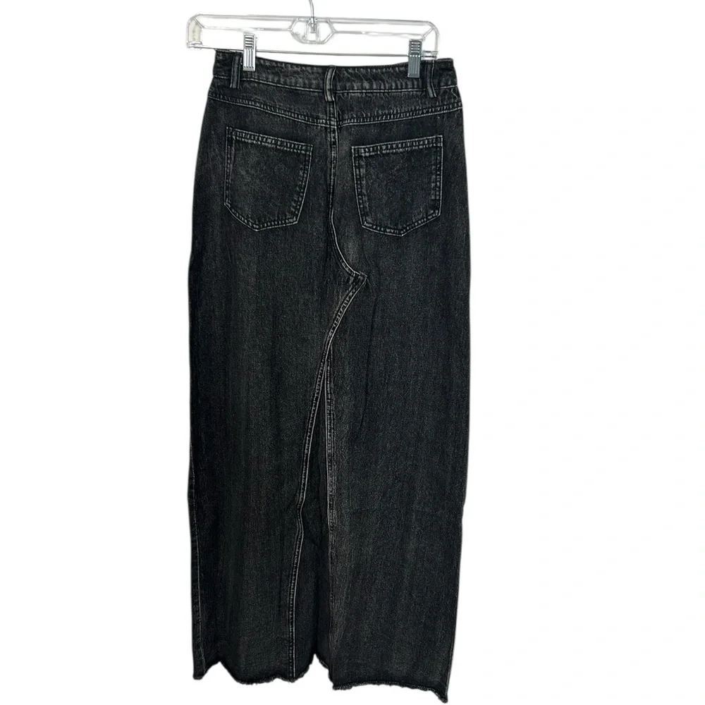 Dressed in Lala Maxi Black Denim Slit Skirt small Casual Fashion Slant NWT - Picture 5 of 10